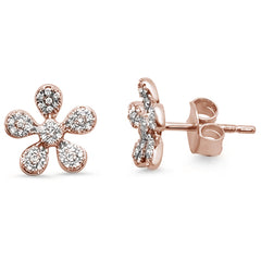 DIAMOND CLOSEOUT! .17ct 14kt Rose Gold Cute! Trendy Flower Diamond Stud Earrings
