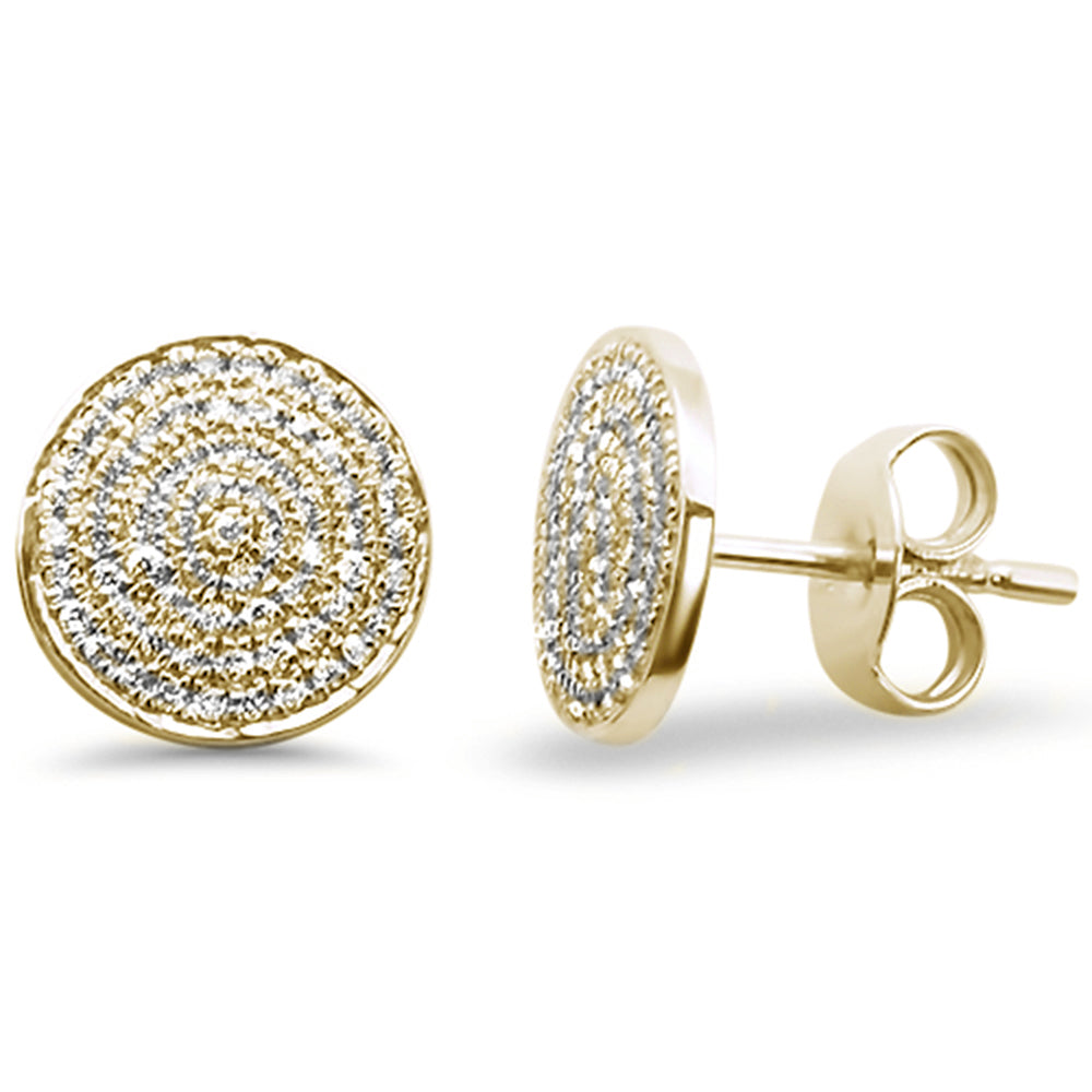 DIAMOND CLOSEOUT!  .22ct 14kt Yellow Gold Micro Pave Disc Diamond Earrings