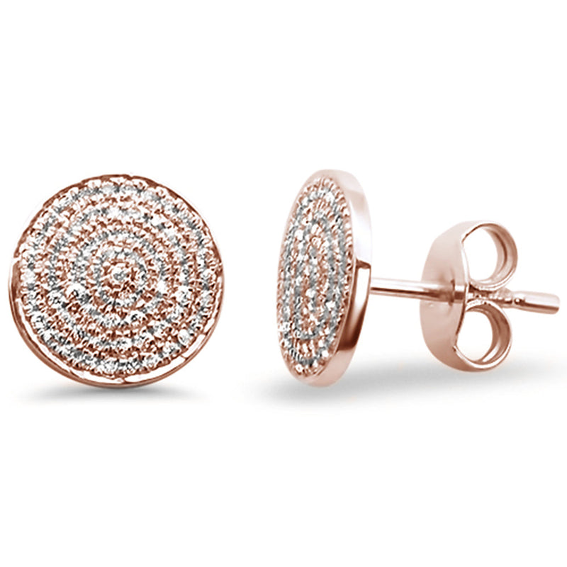 DIAMOND CLOSEOUT!  .26ct 14kt Rose Gold Micro Pave Disc Diamond Stud Earrings