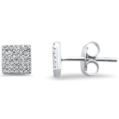 DIAMOND CLOSEOUT! .12ct 14kt White Gold Trendy Square Diamond Stud Earrings