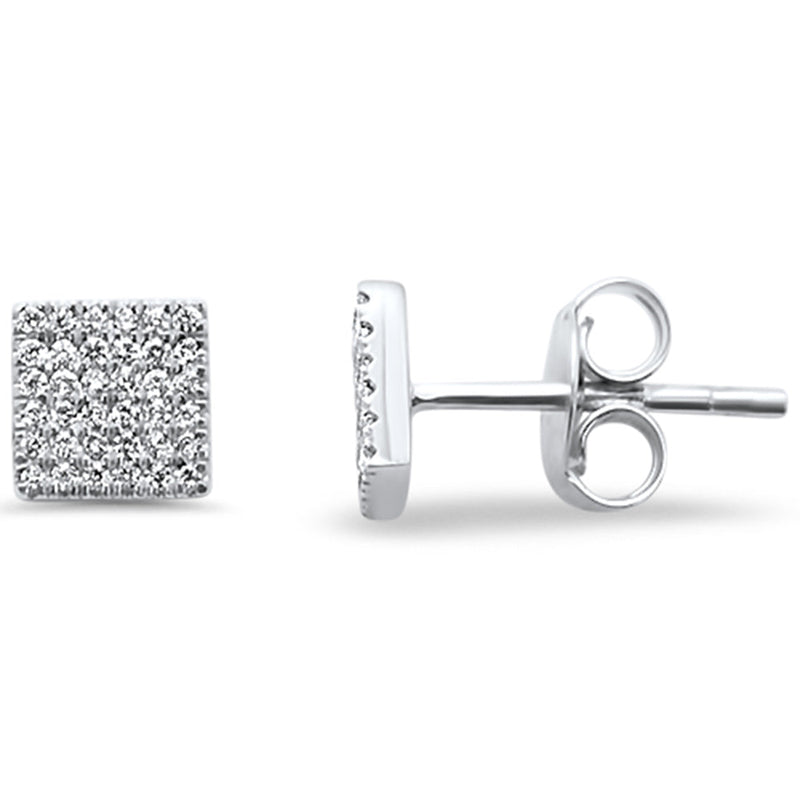 DIAMOND CLOSEOUT! .12ct 14kt White Gold Trendy Square Diamond Stud Earrings