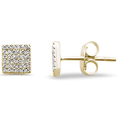 DIAMOND CLOSEOUT! .15ct 14kt Yellow Gold Trendy Square Diamond Stud Earrings