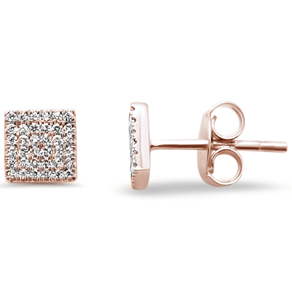DIAMOND CLOSEOUT! .15ct 14kt Rose Gold Trendy Square Diamond Stud Earrings