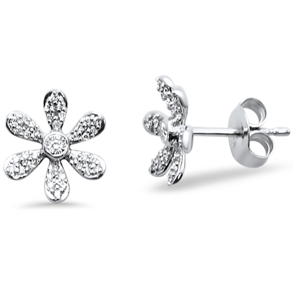 DIAMOND CLOSEOUT! .19ct 14kt White Gold Diamond Trendy Flower Stud Earrings