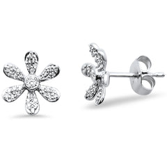 DIAMOND CLOSEOUT! .19ct 14kt White Gold Diamond Trendy Flower Stud Earrings