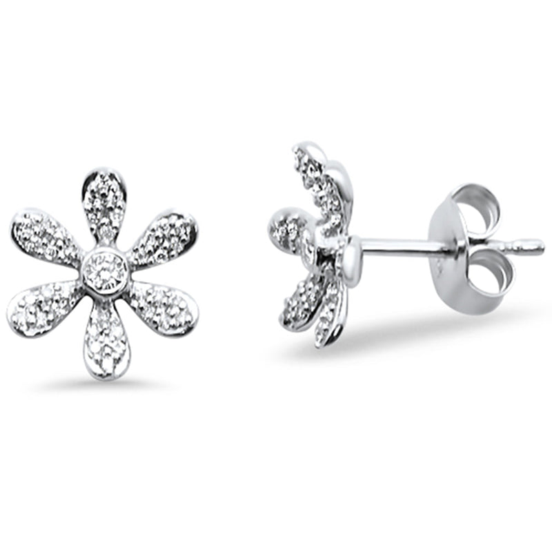 DIAMOND CLOSEOUT! .19ct 14kt White Gold Diamond Trendy Flower Stud Earrings