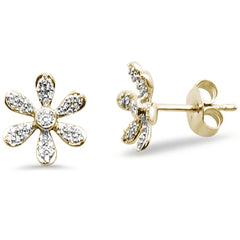 DIAMOND CLOSEOUT! .20ct 14kt Yellow Gold Diamond Trendy Flower Stud Earrings
