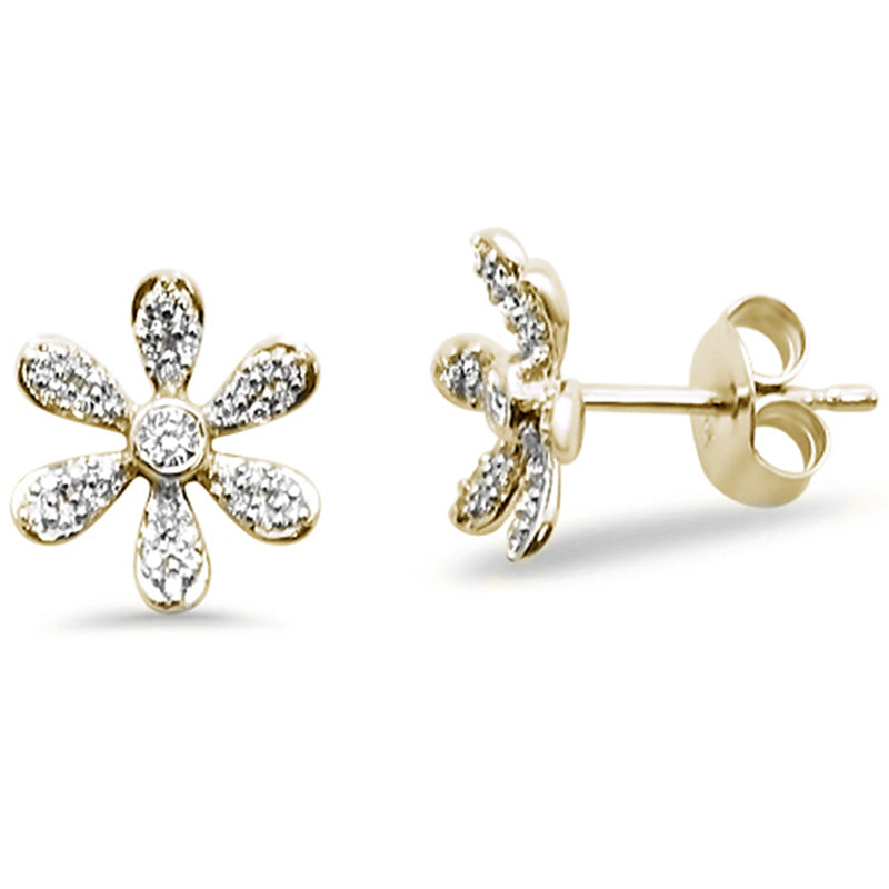 DIAMOND CLOSEOUT! .20ct 14kt Yellow Gold Diamond Trendy Flower Stud Earrings