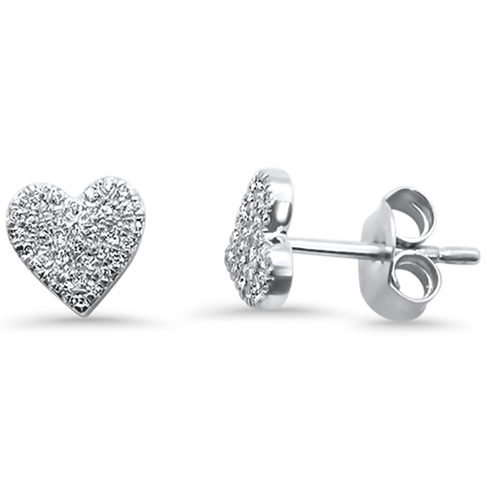 DIAMOND CLOSEOUT! .14ct 14kt White Gold Heart Diamond Stud Earrings