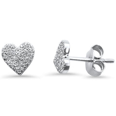 DIAMOND CLOSEOUT! .14ct 14kt White Gold Heart Diamond Stud Earrings