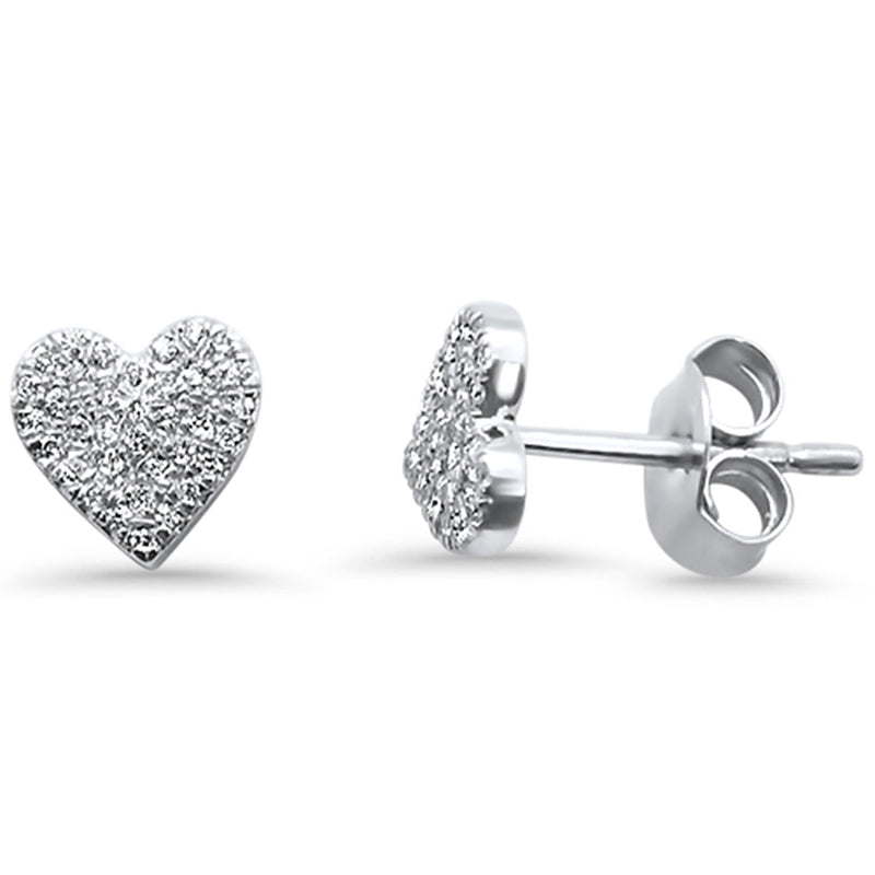 DIAMOND CLOSEOUT! .14ct 14kt White Gold Heart Diamond Stud Earrings