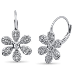 DIAMOND CLOSEOUT!  .42ct 14kt White Gold Flower Drop Dangle Diamond Earrings