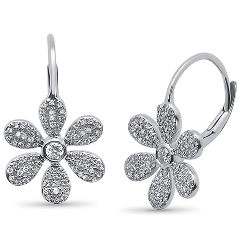 DIAMOND CLOSEOUT!  .42ct 14kt White Gold Flower Drop Dangle Diamond Earrings