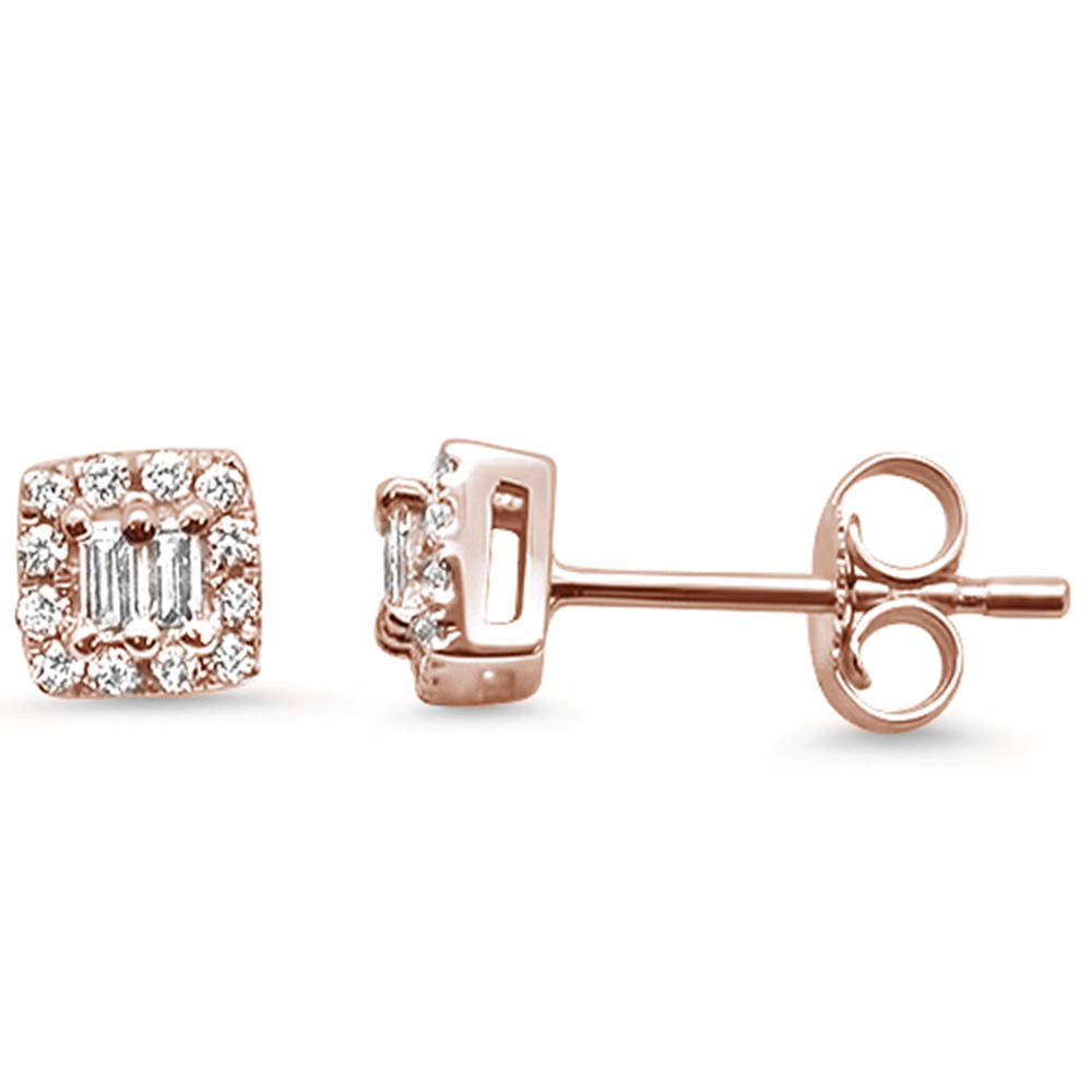DIAMOND CLOSEOUT!  .13ct 14K Rose Gold Modern Square Diamond Earrings