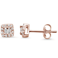 DIAMOND CLOSEOUT!  .13ct 14K Rose Gold Modern Square Diamond Earrings