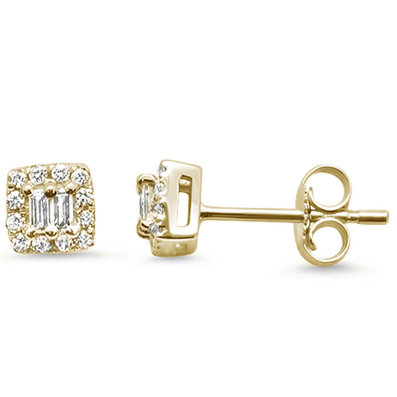DIAMOND CLOSEOUT! .20ct 14K Yellow Gold Modern Square Diamond Earrings