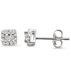 DIAMOND CLOSEOUT! .20ct 14k White Gold Diamond Square Shaped Stud Earrings