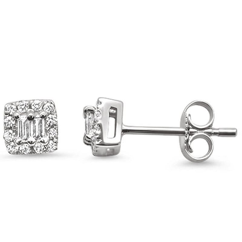 DIAMOND CLOSEOUT! .20ct 14k White Gold Diamond Square Shaped Stud Earrings