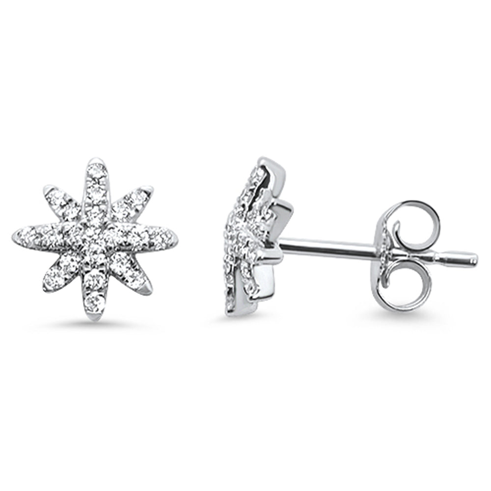 DIAMOND CLOSEOUT! .24ct 14kt White Gold Diamond Trendy Starburst Stud Earrings