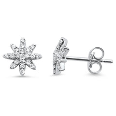 DIAMOND CLOSEOUT! .24ct 14kt White Gold Diamond Trendy Starburst Stud Earrings