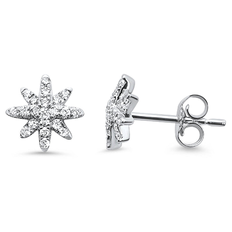 DIAMOND CLOSEOUT! .24ct 14kt White Gold Diamond Trendy Starburst Stud Earrings