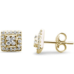 DIAMOND CLOSEOUT! .27ct F SI 14K Yellow Gold Square Shape Diamond Stud Earrings