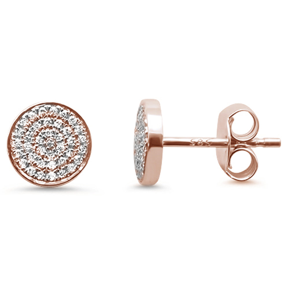 DIAMOND CLOSEOUT! .16ct 14kt Rose Gold Trendy Micro Pave Round Disc Diamond Earrings