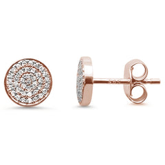 DIAMOND CLOSEOUT! .16ct 14kt Rose Gold Trendy Micro Pave Round Disc Diamond Earrings