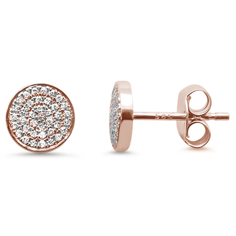 DIAMOND CLOSEOUT! .16ct 14kt Rose Gold Trendy Micro Pave Round Disc Diamond Earrings