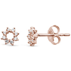 DIAMOND CLOSEOUT! .14ct 14kt Rose Gold Trendy Circle Cut out cute Stud Diamond Earrings