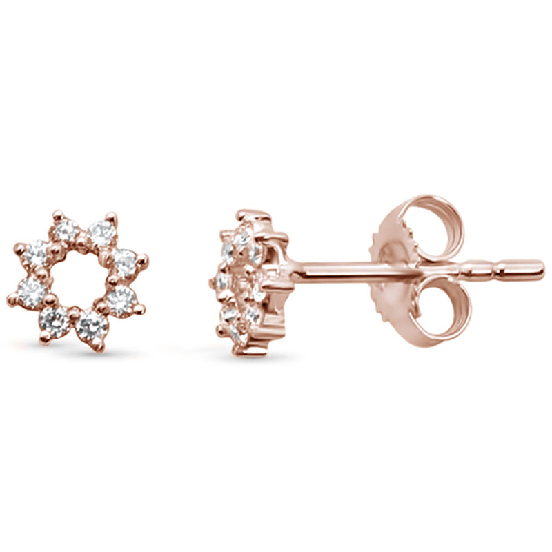 DIAMOND CLOSEOUT! .14ct 14kt Rose Gold Trendy Circle Cut out cute Stud Diamond Earrings