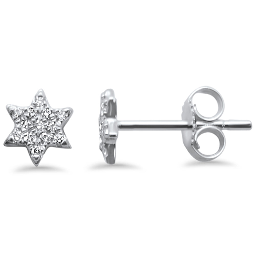 DIAMOND CLOSEOUT! .13ct 14kt White Gold Trendy Modern Star Diamond Stud Earrings