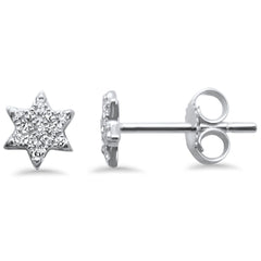 DIAMOND CLOSEOUT! .13ct 14kt White Gold Trendy Modern Star Diamond Stud Earrings