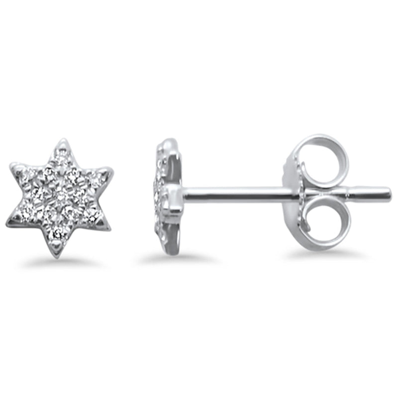 DIAMOND CLOSEOUT! .13ct 14kt White Gold Trendy Modern Star Diamond Stud Earrings