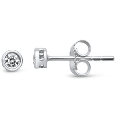 DIAMOND CLOSEOUT!  .10ct 14kt White Gold Round Diamond Bezel Solitaire Stud Earrings