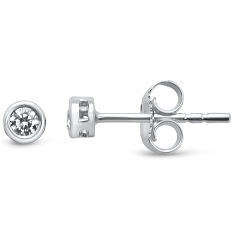 DIAMOND CLOSEOUT!  .10ct 14kt White Gold Round Diamond Bezel Solitaire Stud Earrings