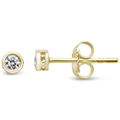 DIAMOND CLOSEOUT!  .10ct F SI 14K Yellow Gold Round Bezel Set Diamond Stud Earrings