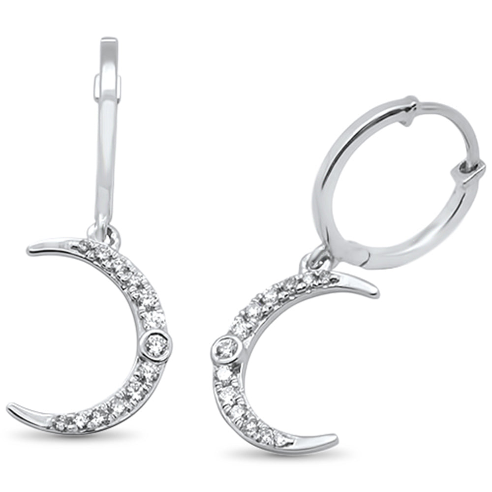 DIAMOND CLOSEOUT! .31ct 14kt White Gold Trendy Crescent Moon Diamond Drop Dangle Earrings