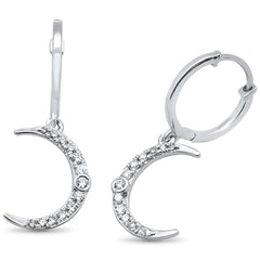 DIAMOND CLOSEOUT! .31ct 14kt White Gold Trendy Crescent Moon Diamond Drop Dangle Earrings