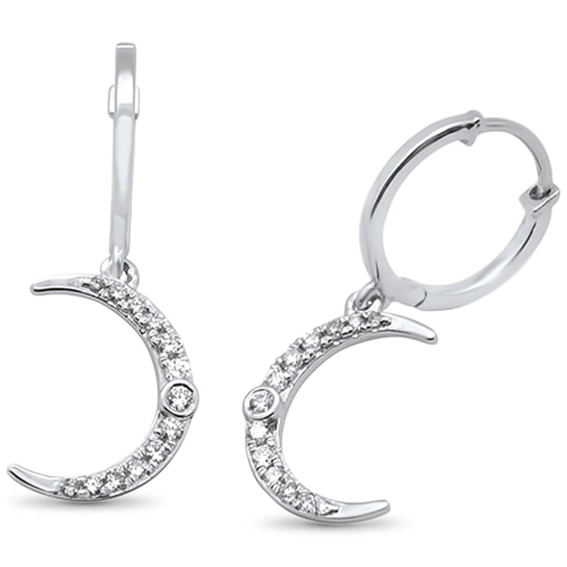DIAMOND CLOSEOUT! .31ct 14kt White Gold Trendy Crescent Moon Diamond Drop Dangle Earrings