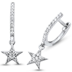 DIAMOND CLOSEOUT! .30ct 14kt White Gold Star Drop Dangle Diamond Earrings