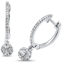 DIAMOND CLOSEOUT!  .34ct 14kt White Gold Hoop Drop Dangle Stud Diamond Earrings