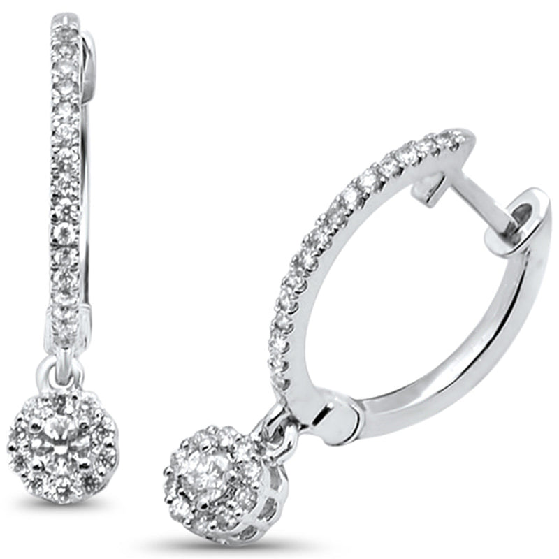 DIAMOND CLOSEOUT!  .34ct 14kt White Gold Hoop Drop Dangle Stud Diamond Earrings