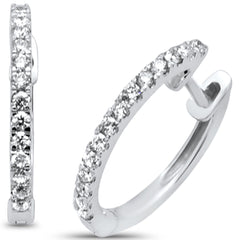 DIAMOND CLOSEOUT! .21ct 10kt White Gold Diamond Hoop Huggie Earring