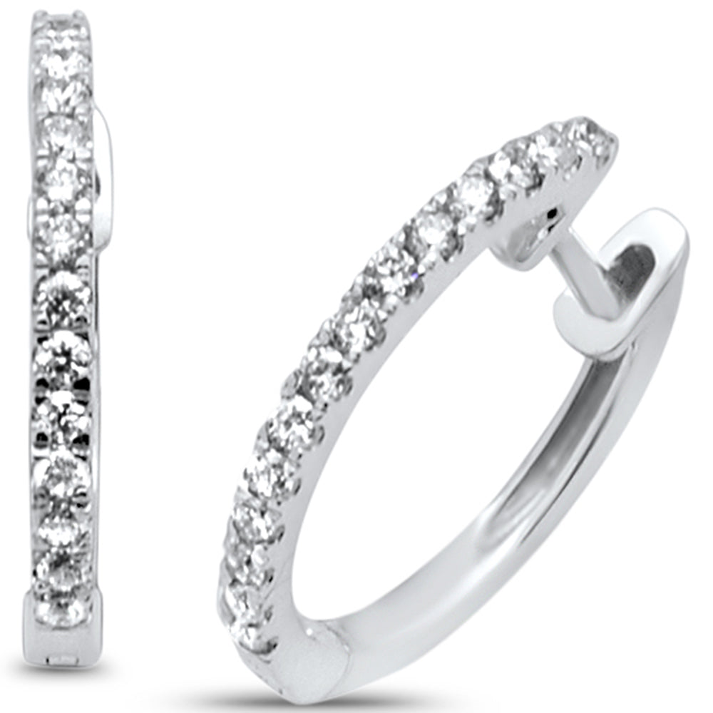 DIAMOND CLOSEOUT! .22ct 14kt White Gold Diamond Hoop Huggie Earrings