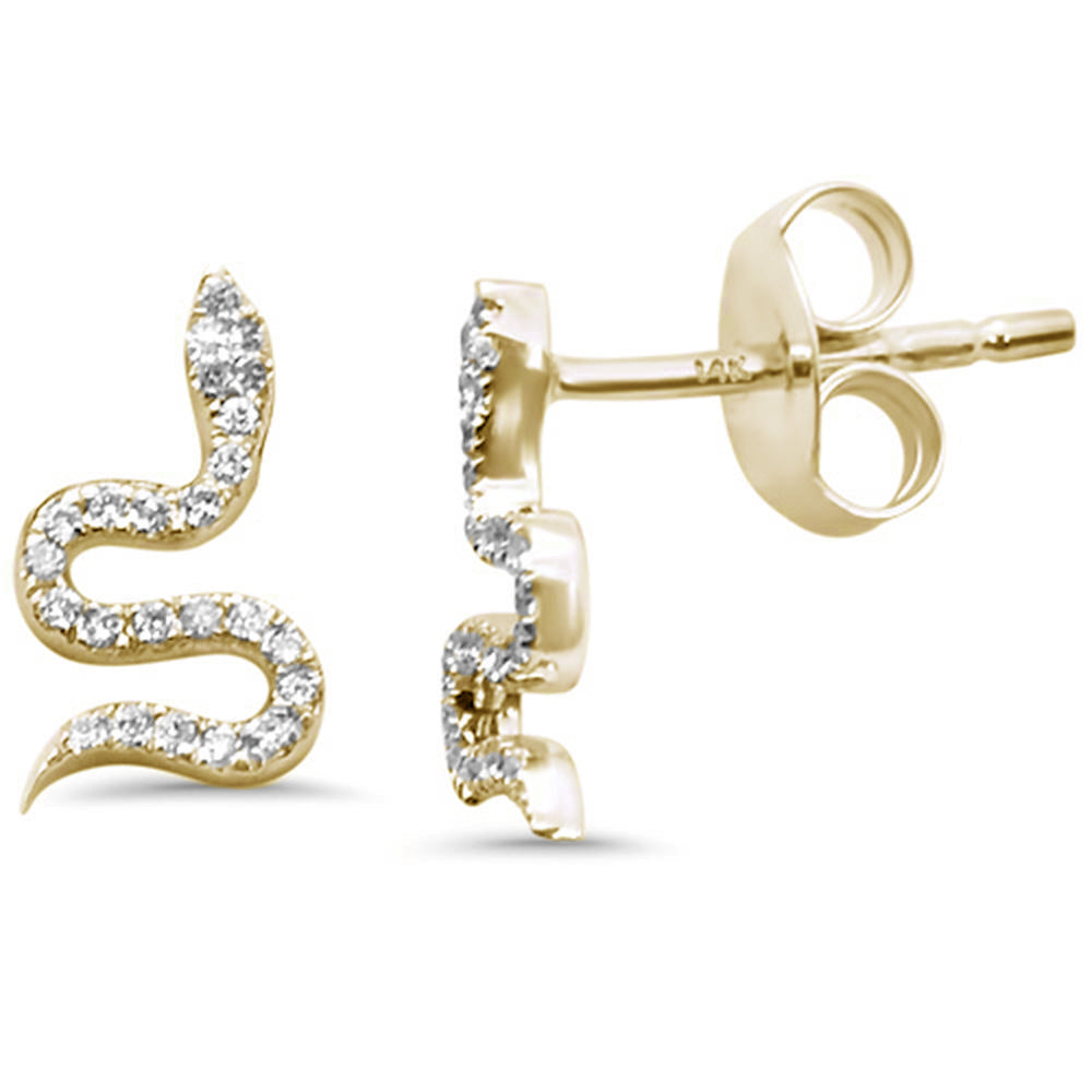 DIAMOND CLOSEOUT! .10ct G SI 14K Yellow Gold Diamond Snake Earrings