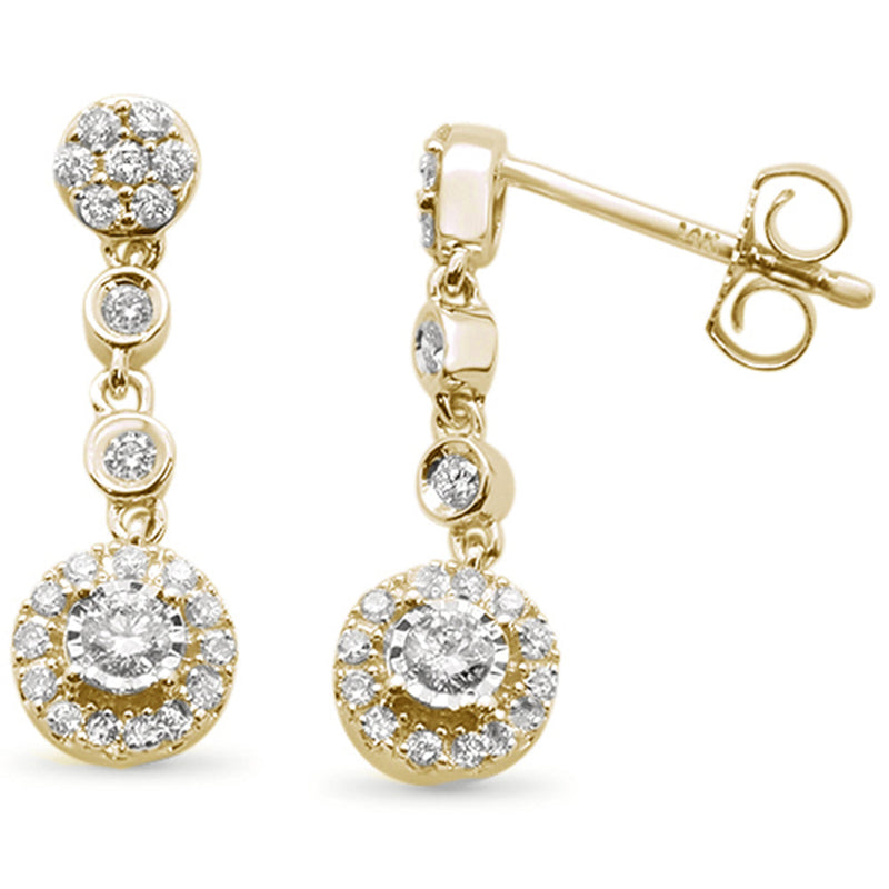 DIAMOND CLOSEOUT! .39ct 14k Yellow Gold Drop Dangle Diamond Earrings