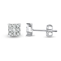 DIAMOND CLOSEOUT! .20ct 14k White Gold Square Shape Diamond Stud Earrings