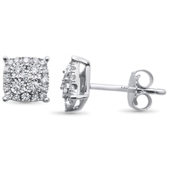DIAMOND CLOSEOUT! .25ct 14k White Gold Diamond Square Shape Stud Earrings