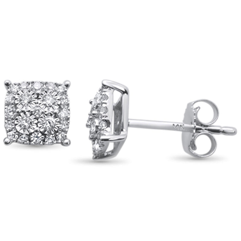 DIAMOND CLOSEOUT! .25ct 14k White Gold Diamond Square Shape Stud Earrings